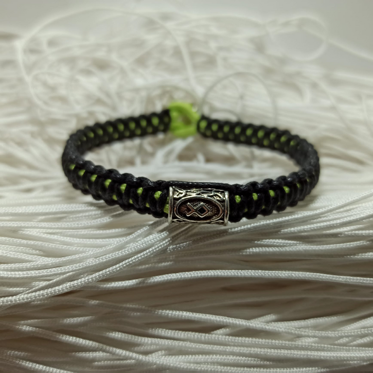 jewel paracord bracelet in waxed cotton and neon polyester cord with steel beadings