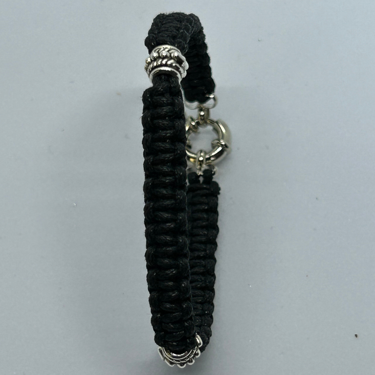 jewel paracord bracelet in waxed cotton with steel beads